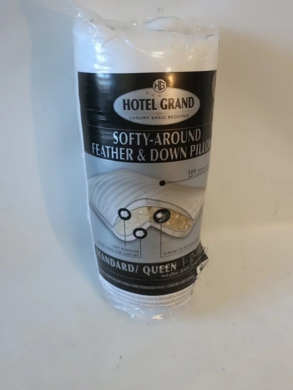 New Hotel Grand 2 Pack Softy-Around Feather & Down Standard/Queen Pillows